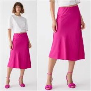 NWT J.Crew Gwyneth silky slip skirt, pink. Sz XXL